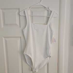 White Square Neck Bodysuit
